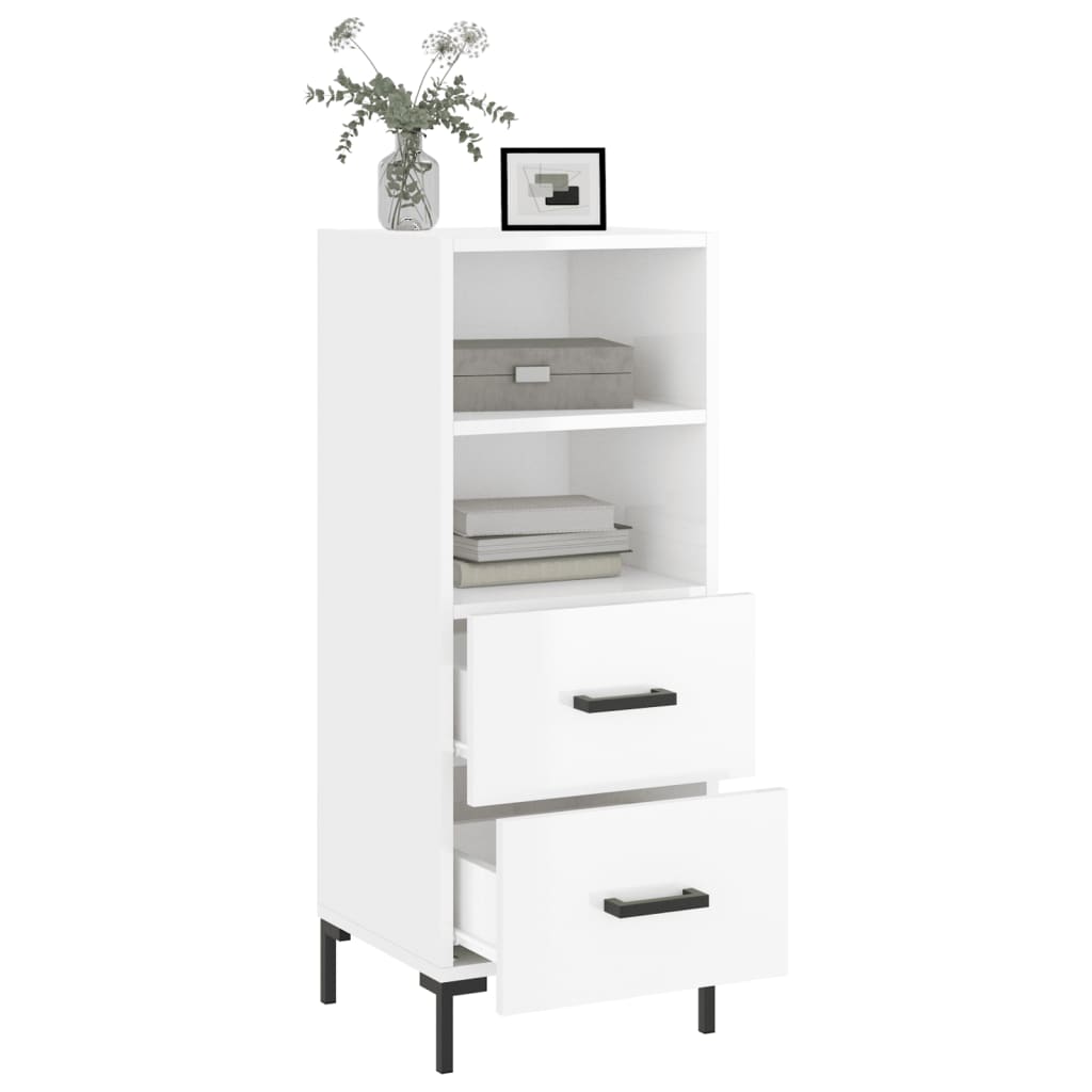 vidaXL Servantă, alb extralucios, 34,5x34x90 cm, lemn compozit vidaXL Servantă, alb extralucios, 34,5x34x90 cm, lemn compozit