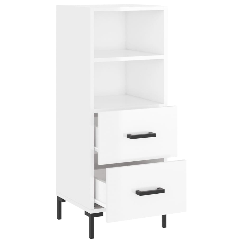 vidaXL Servantă, alb extralucios, 34,5x34x90 cm, lemn compozit vidaXL Servantă, alb extralucios, 34,5x34x90 cm, lemn compozit