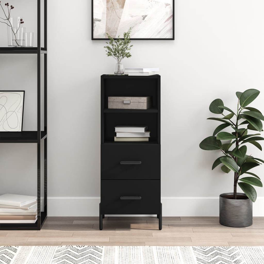 vidaXL Servantă, negru, 34,5x34x90 cm, lemn compozit vidaXL Servantă, negru, 34,5x34x90 cm, lemn compozit
