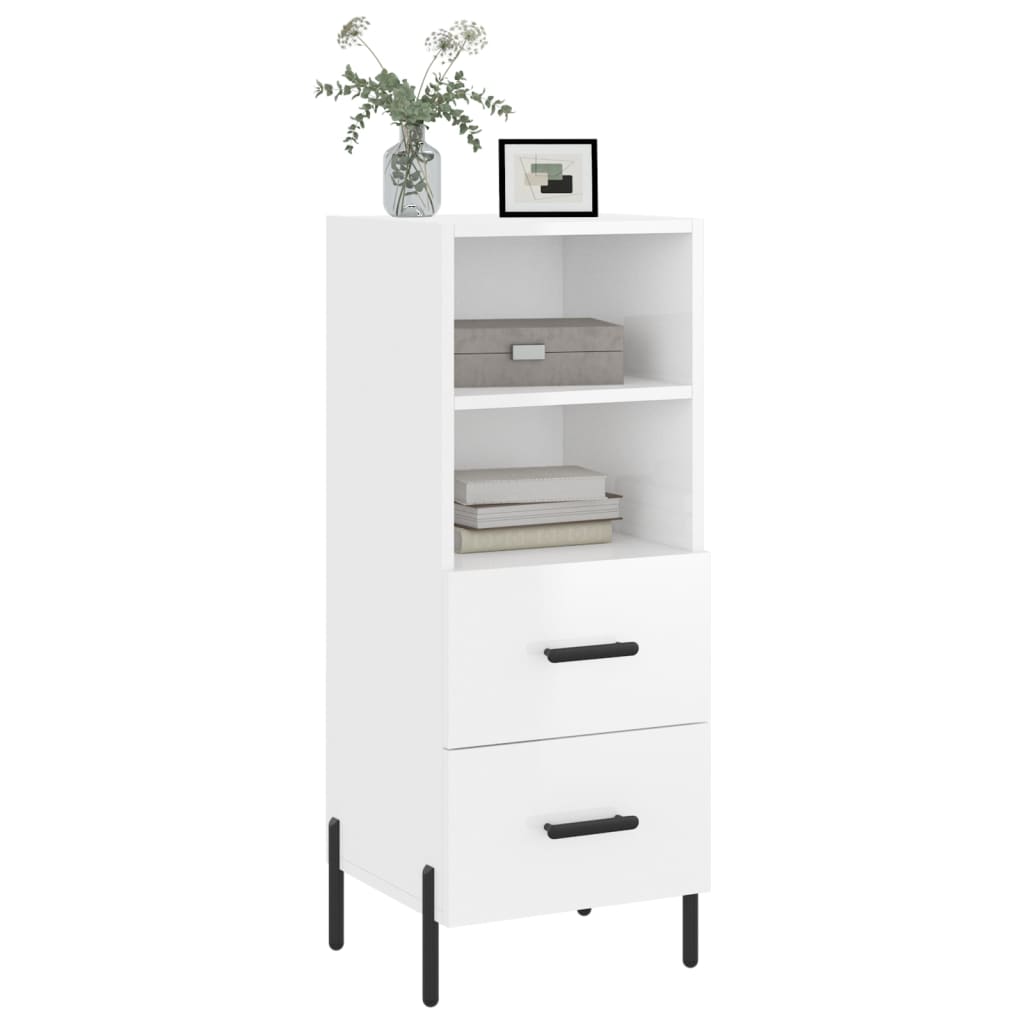 vidaXL Servantă, alb extralucios, 34,5x34x90 cm, lemn compozit vidaXL Servantă, alb extralucios, 34,5x34x90 cm, lemn compozit