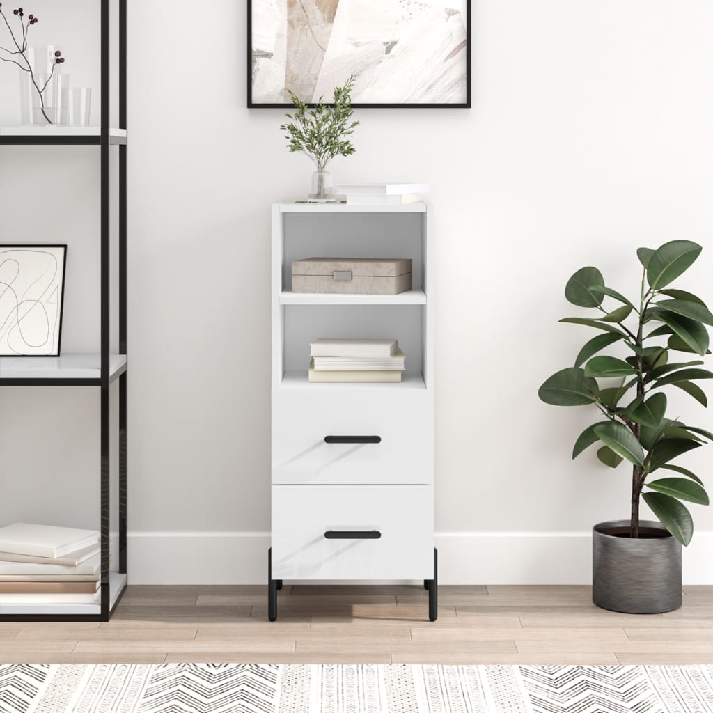 vidaXL Servantă, alb extralucios, 34,5x34x90 cm, lemn compozit vidaXL Servantă, alb extralucios, 34,5x34x90 cm, lemn compozit