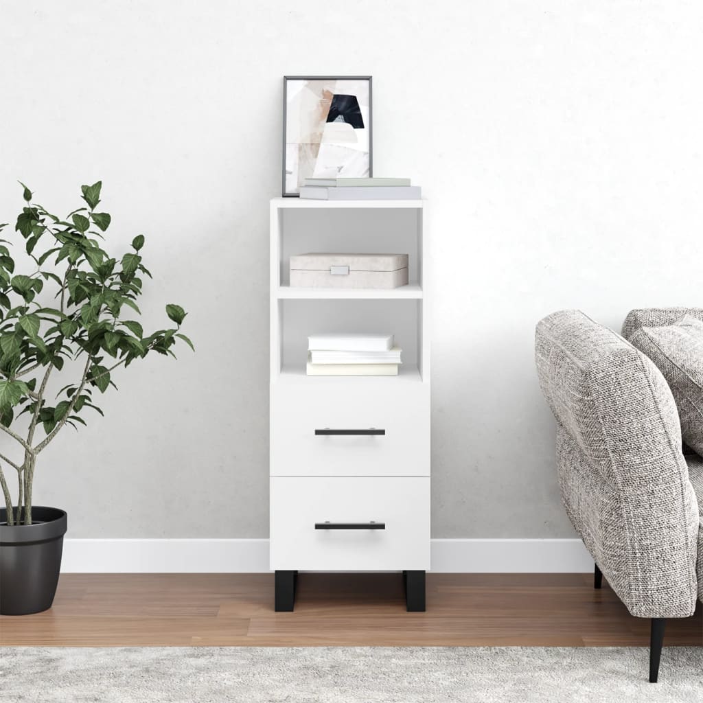 vidaXL Servantă, alb, 34,5x34x90 cm, lemn compozit vidaXL Servantă, alb, 34,5x34x90 cm, lemn compozit
