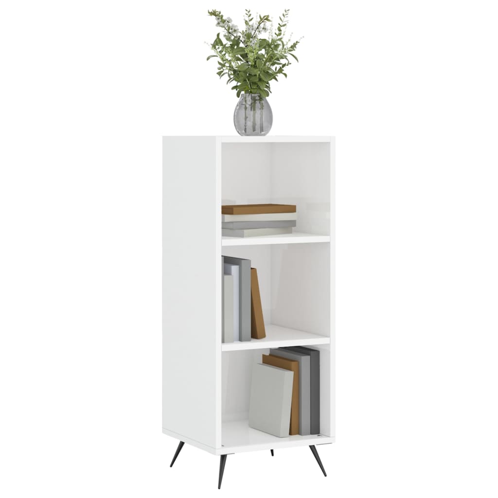 vidaXL Dulap cu rafturi, alb extralucios, 34,5x32,5x90cm lemn compozit