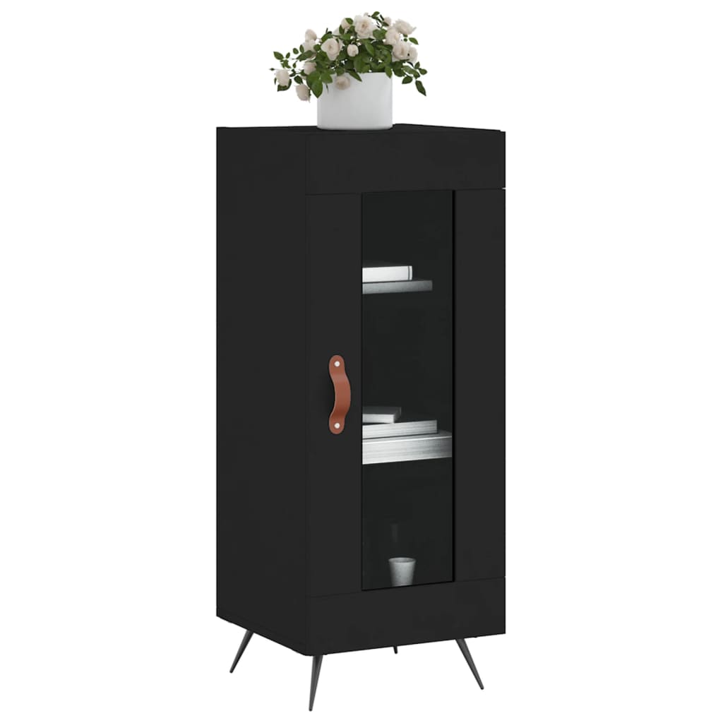 vidaXL Servantă, negru, 34,5x34x90 cm, lemn compozit