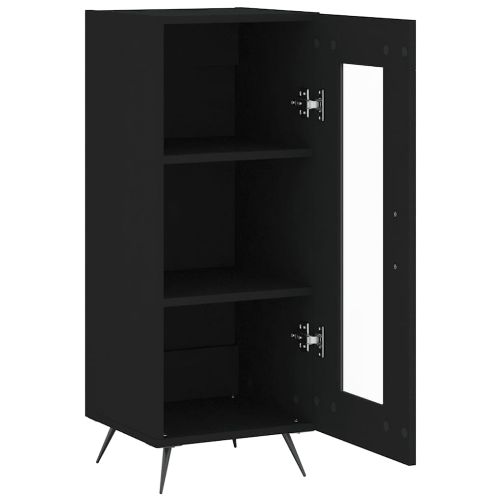 vidaXL Servantă, negru, 34,5x34x90 cm, lemn compozit