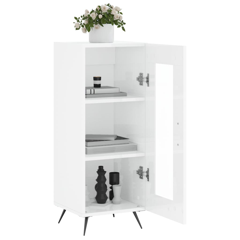 vidaXL Servantă, alb extralucios, 34,5x34x90 cm, lemn compozit