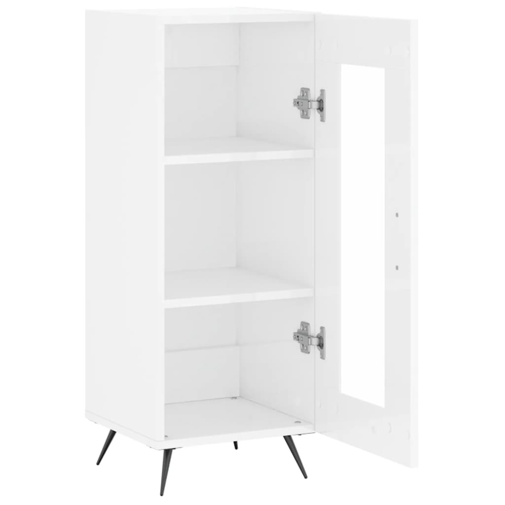 vidaXL Servantă, alb extralucios, 34,5x34x90 cm, lemn compozit