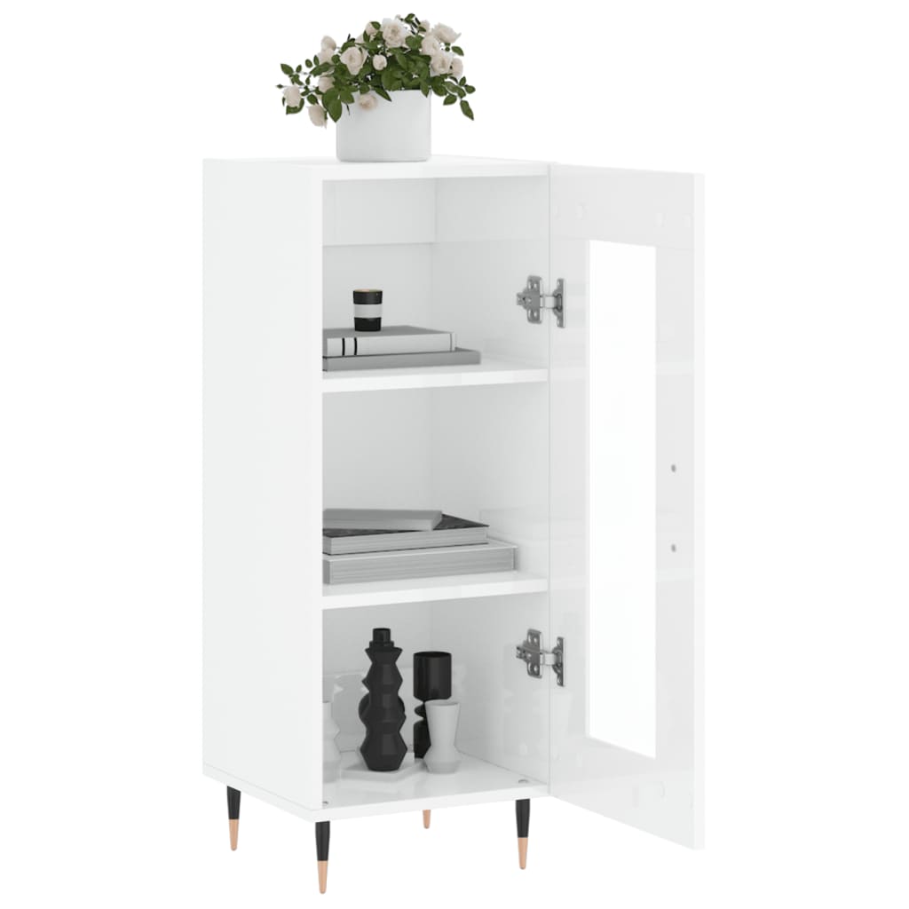 vidaXL Servantă, alb extralucios, 34,5x34x90 cm, lemn compozit vidaXL Servantă, alb extralucios, 34,5x34x90 cm, lemn compozit