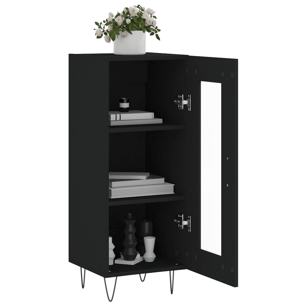 vidaXL Servantă, negru, 34,5x34x90 cm, lemn compozit vidaXL Servantă, negru, 34,5x34x90 cm, lemn compozit
