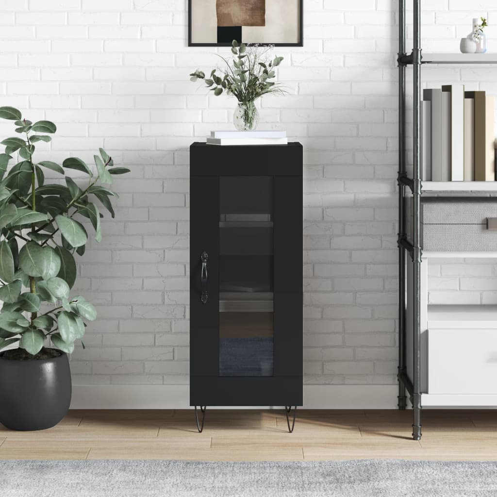 vidaXL Servantă, negru, 34,5x34x90 cm, lemn compozit vidaXL Servantă, negru, 34,5x34x90 cm, lemn compozit