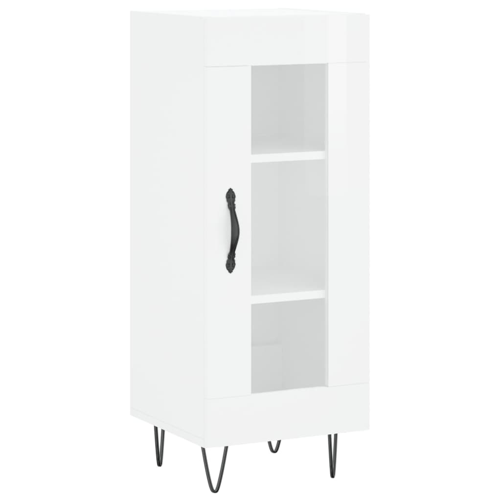 vidaXL Servantă, alb extralucios, 34,5x34x90 cm, lemn compozit