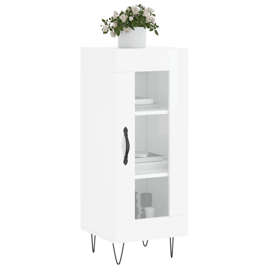 vidaXL Servantă, alb extralucios, 34,5x34x90 cm, lemn compozit