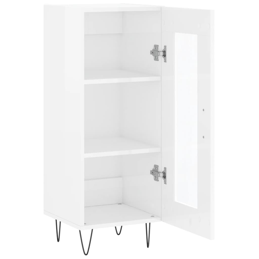vidaXL Servantă, alb extralucios, 34,5x34x90 cm, lemn compozit