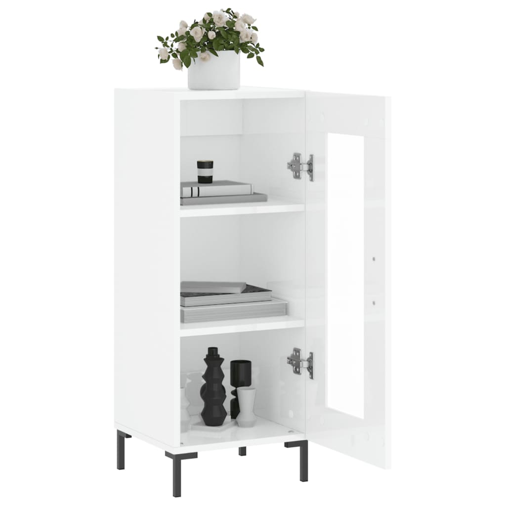 vidaXL Servantă, alb extralucios, 34,5x34x90 cm, lemn compozit