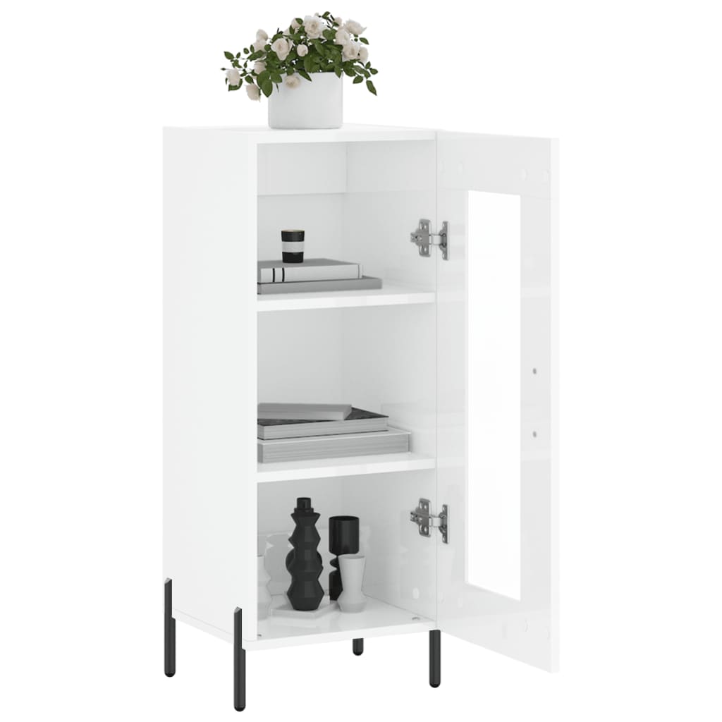 vidaXL Servantă, alb extralucios, 34,5x34x90 cm, lemn compozit vidaXL Servantă, alb extralucios, 34,5x34x90 cm, lemn compozit