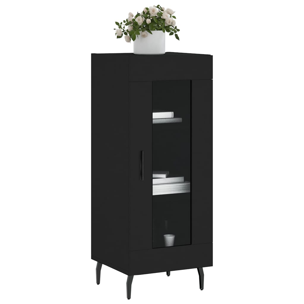 vidaXL Servantă, negru, 34,5x34x90 cm, lemn compozit