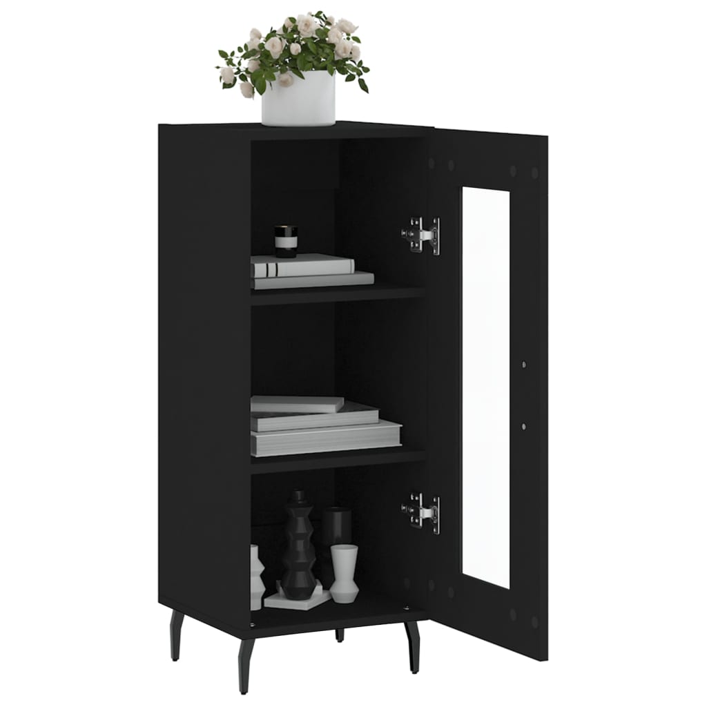 vidaXL Servantă, negru, 34,5x34x90 cm, lemn compozit