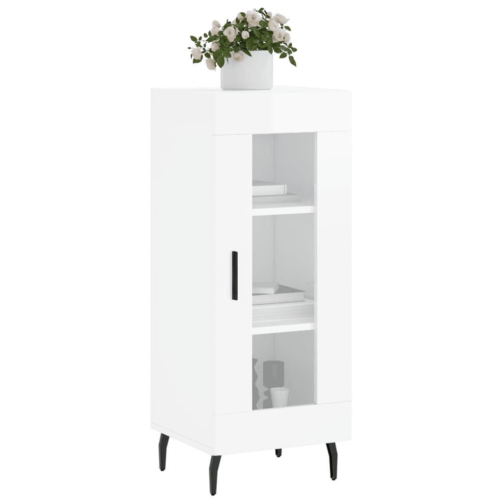 vidaXL Servantă, alb extralucios, 34,5x34x90 cm, lemn compozit