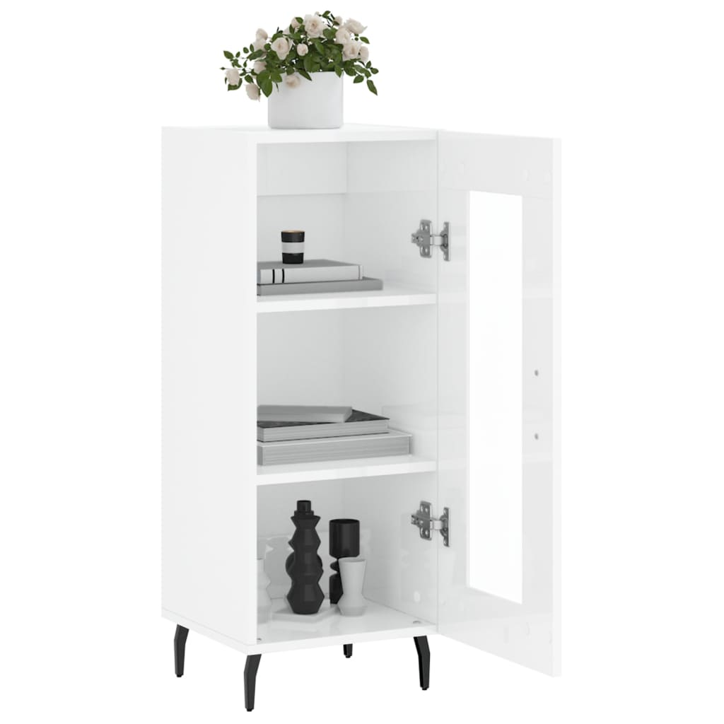 vidaXL Servantă, alb extralucios, 34,5x34x90 cm, lemn compozit