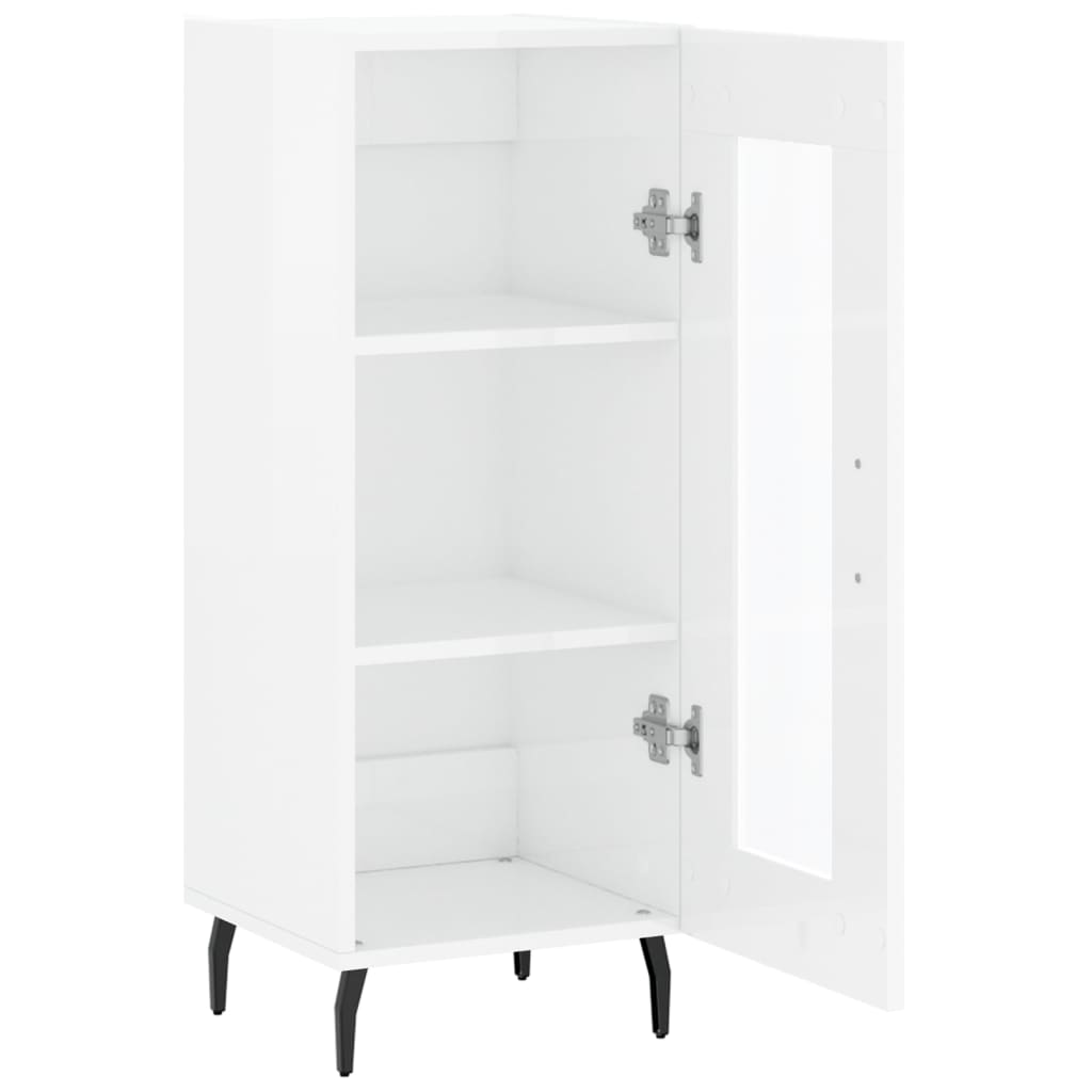 vidaXL Servantă, alb extralucios, 34,5x34x90 cm, lemn compozit