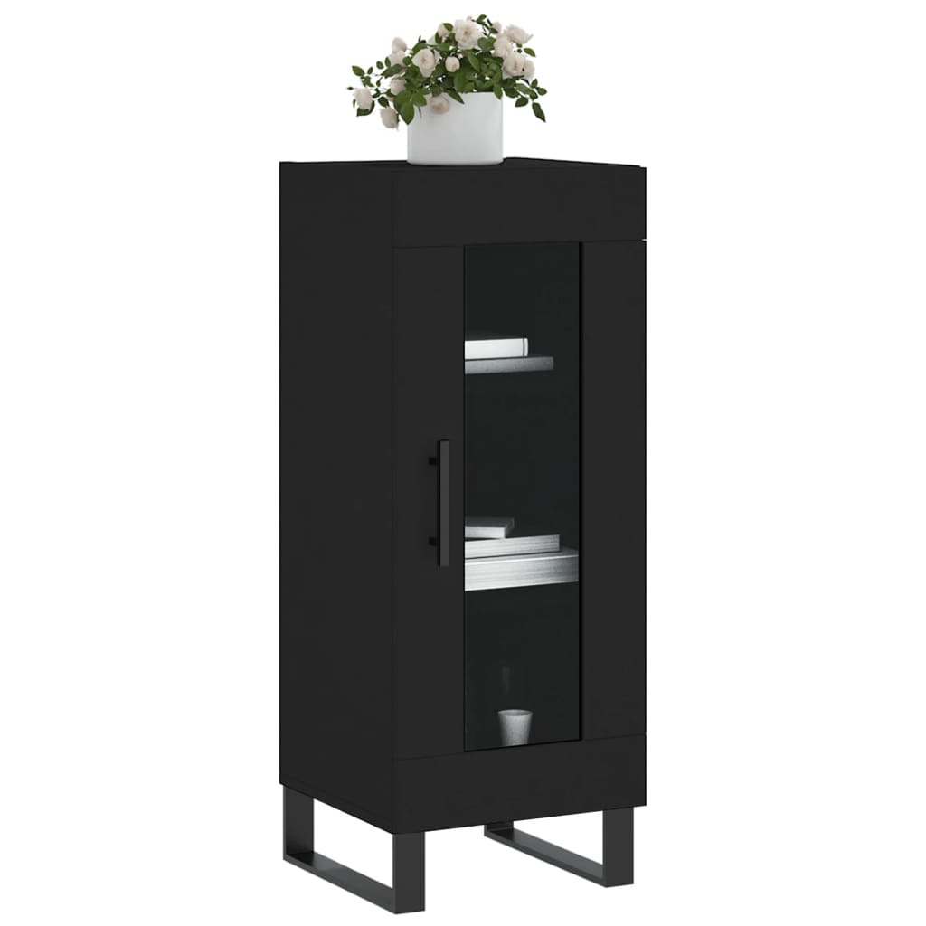 vidaXL Servantă, negru, 34,5x34x90 cm, lemn compozit