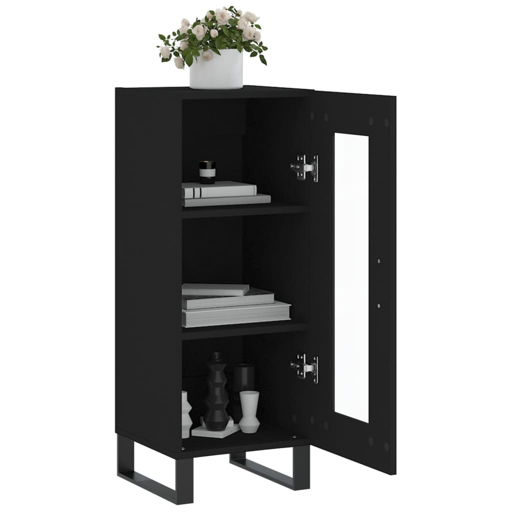 vidaXL Servantă, negru, 34,5x34x90 cm, lemn compozit
