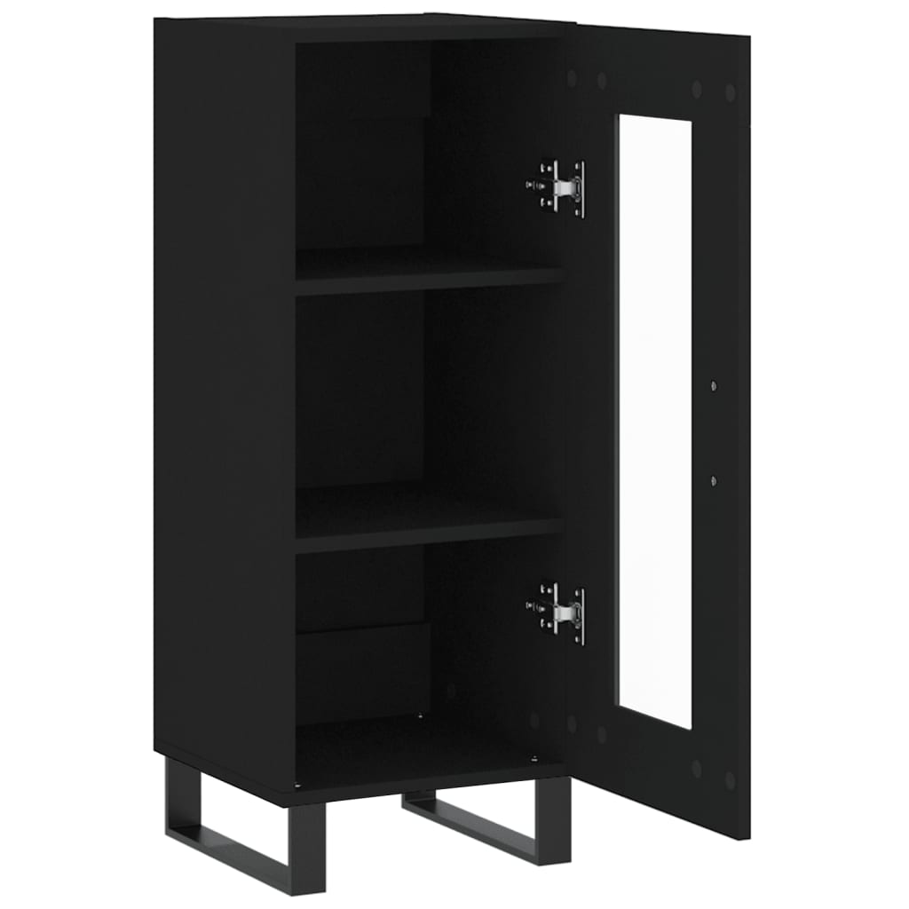 vidaXL Servantă, negru, 34,5x34x90 cm, lemn compozit
