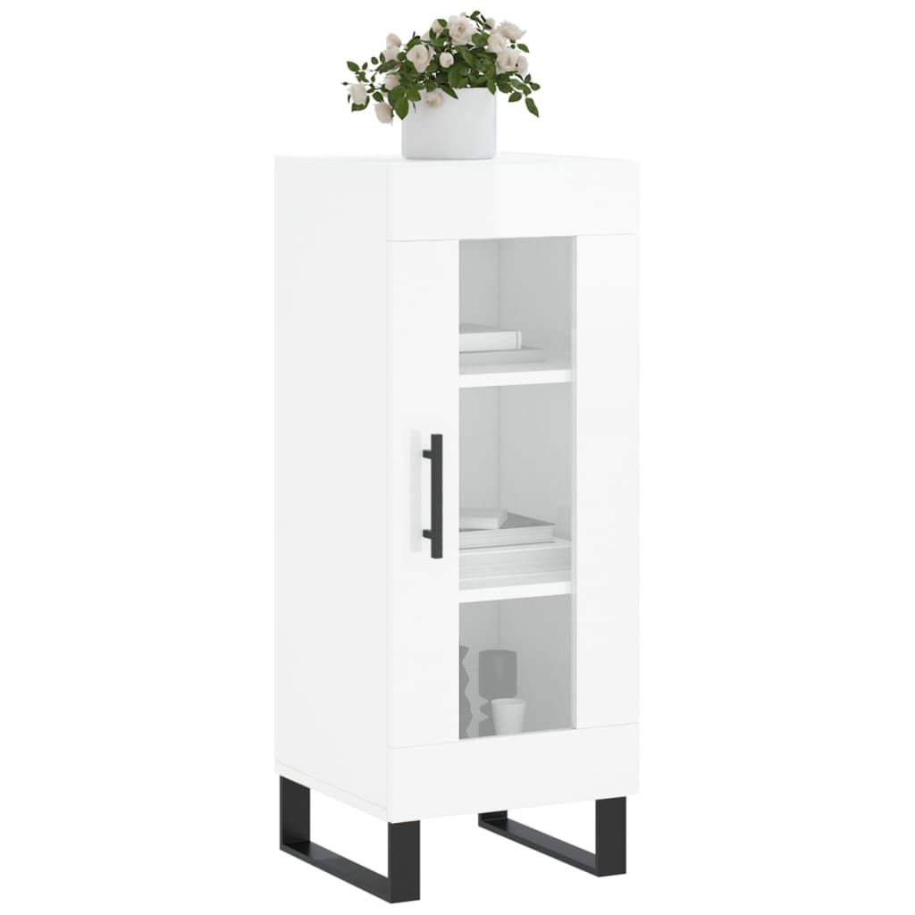 vidaXL Servantă, alb extralucios, 34,5x34x90 cm, lemn compozit