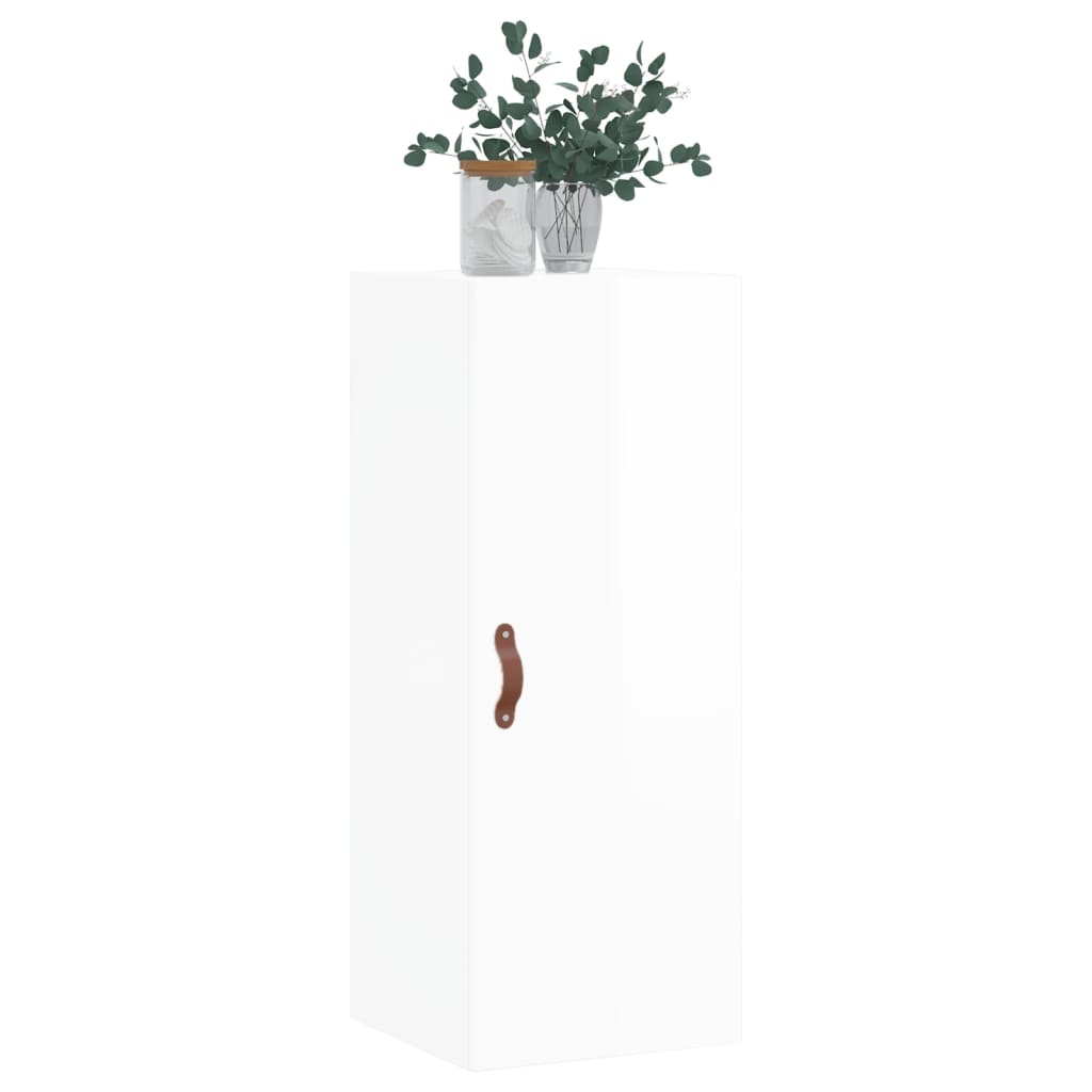 vidaXL Dulap montat pe perete, alb extralucios, 34,5x34x90 cm