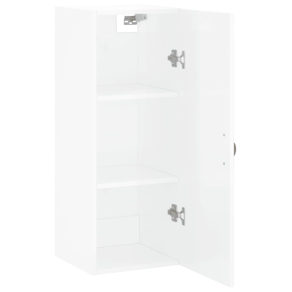 vidaXL Dulap montat pe perete, alb extralucios, 34,5x34x90 cm