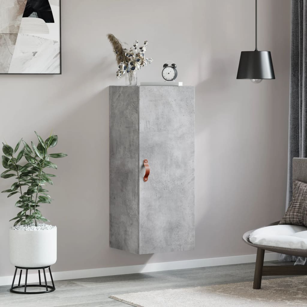 vidaXL Dulap montat pe perete, gri beton, 34,5x34x90 cm