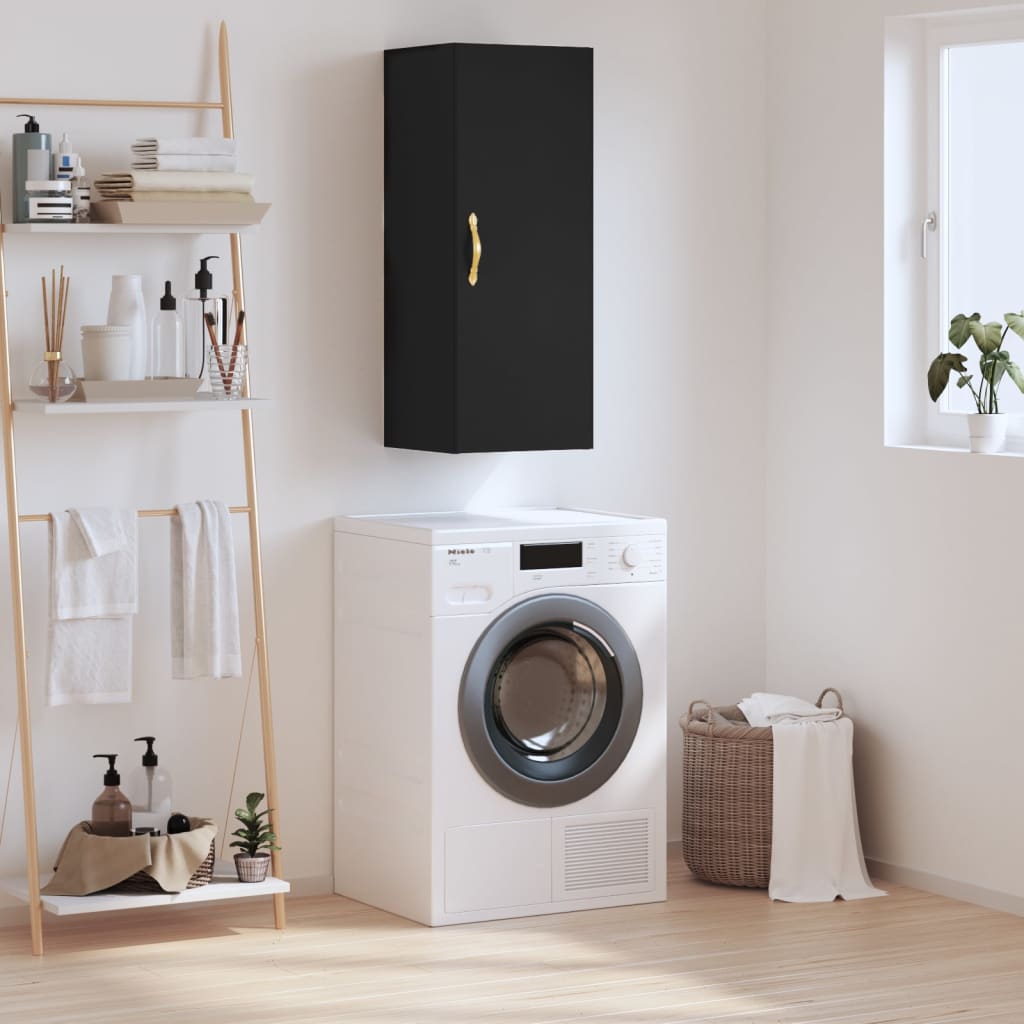 vidaXL Dulap montat pe perete, negru, 34,5x34x90 cm