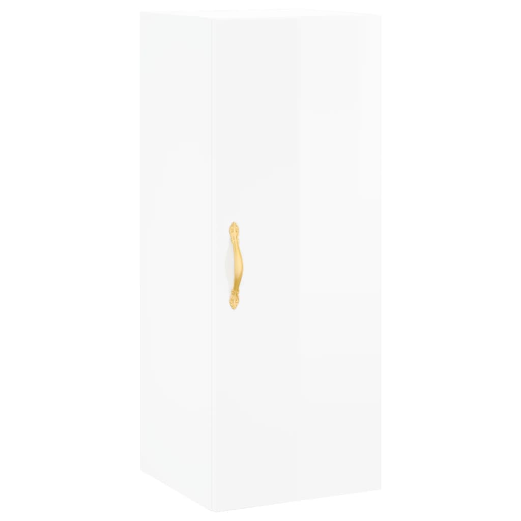 vidaXL Dulap montat pe perete, alb extralucios, 34,5x34x90 cm