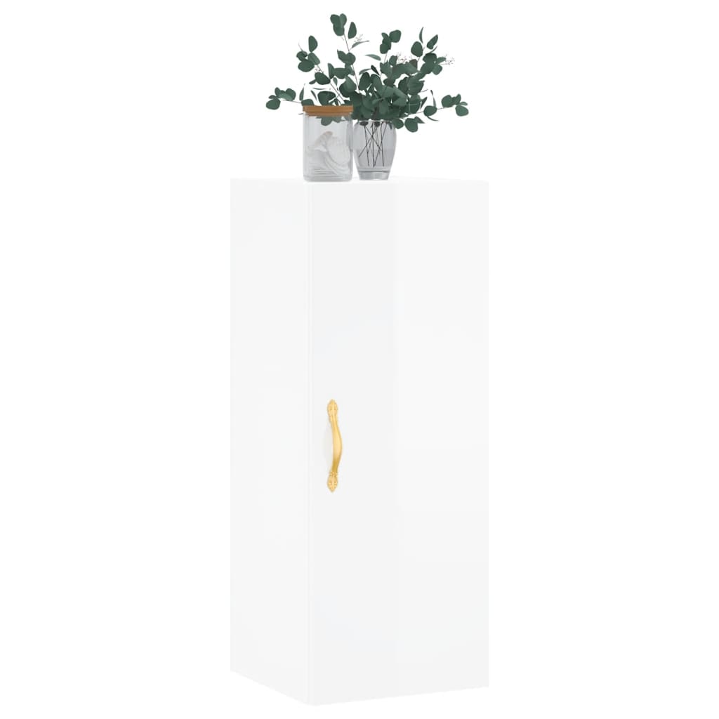 vidaXL Dulap montat pe perete, alb extralucios, 34,5x34x90 cm
