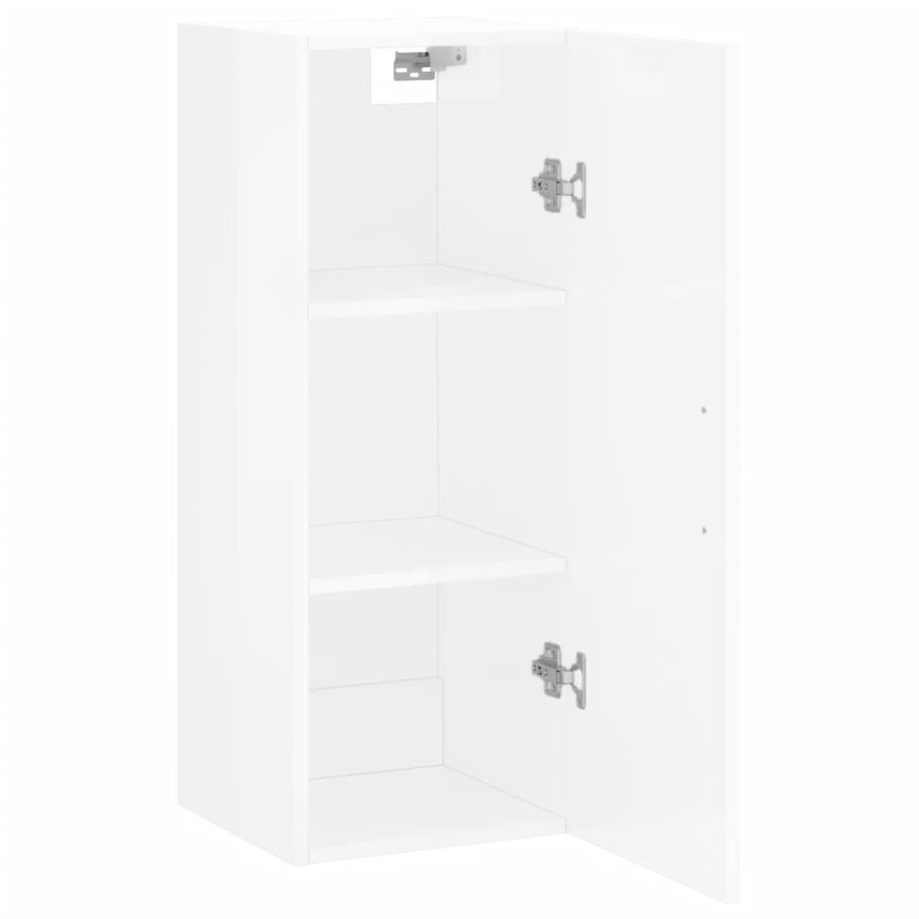 vidaXL Dulap montat pe perete, alb extralucios, 34,5x34x90 cm