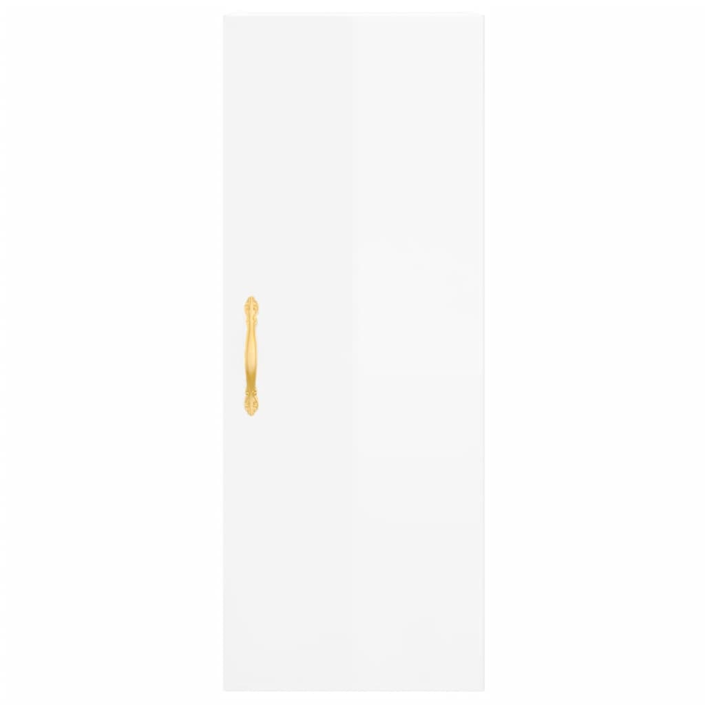 vidaXL Dulap montat pe perete, alb extralucios, 34,5x34x90 cm