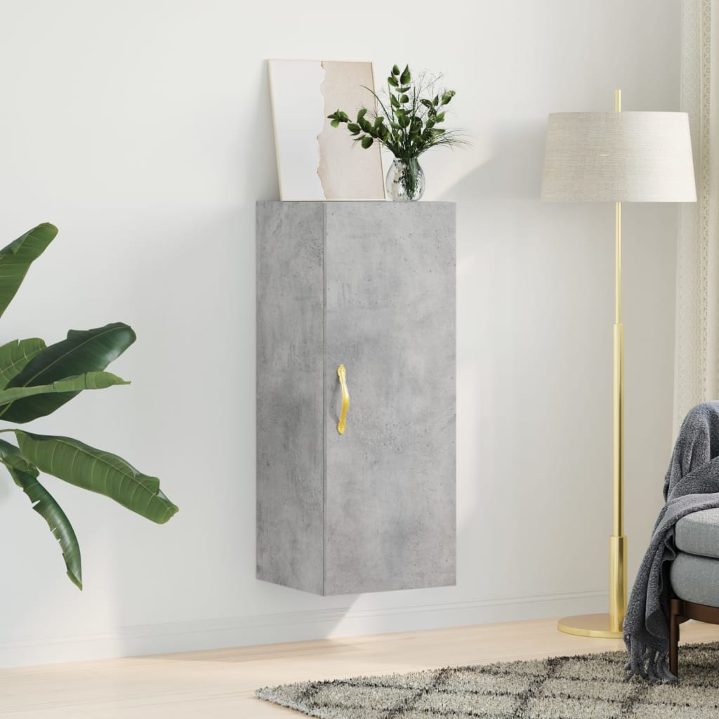 vidaXL Dulap montat pe perete, gri beton, 34,5x34x90 cm