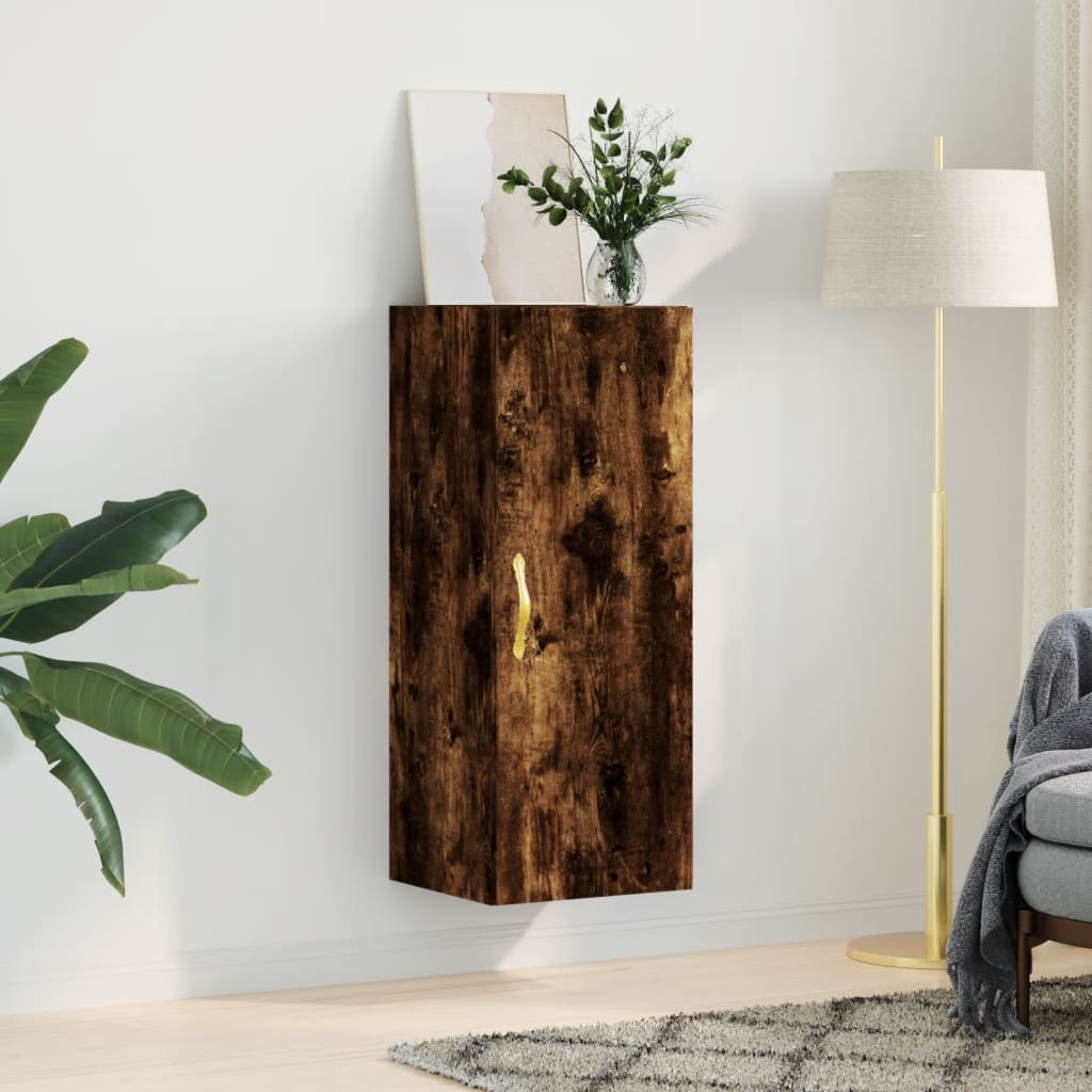 vidaXL Dulap montat pe perete, stejar fumuriu, 34,5x34x90 cm