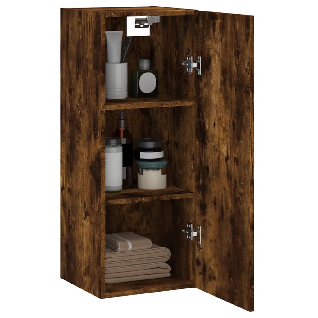 vidaXL Dulap montat pe perete, stejar fumuriu, 34,5x34x90 cm