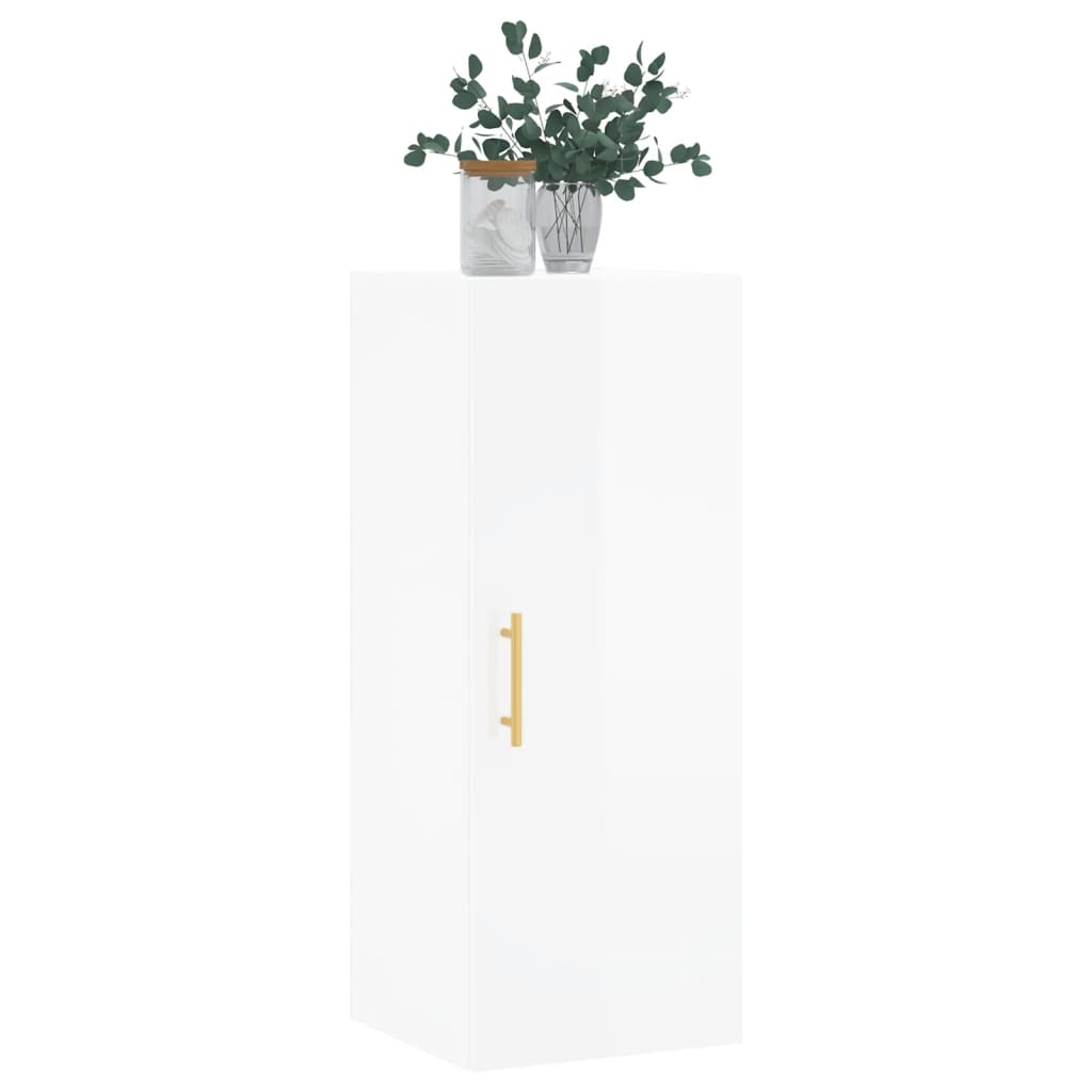 vidaXL Dulap montat pe perete, alb extralucios, 34,5x34x90 cm