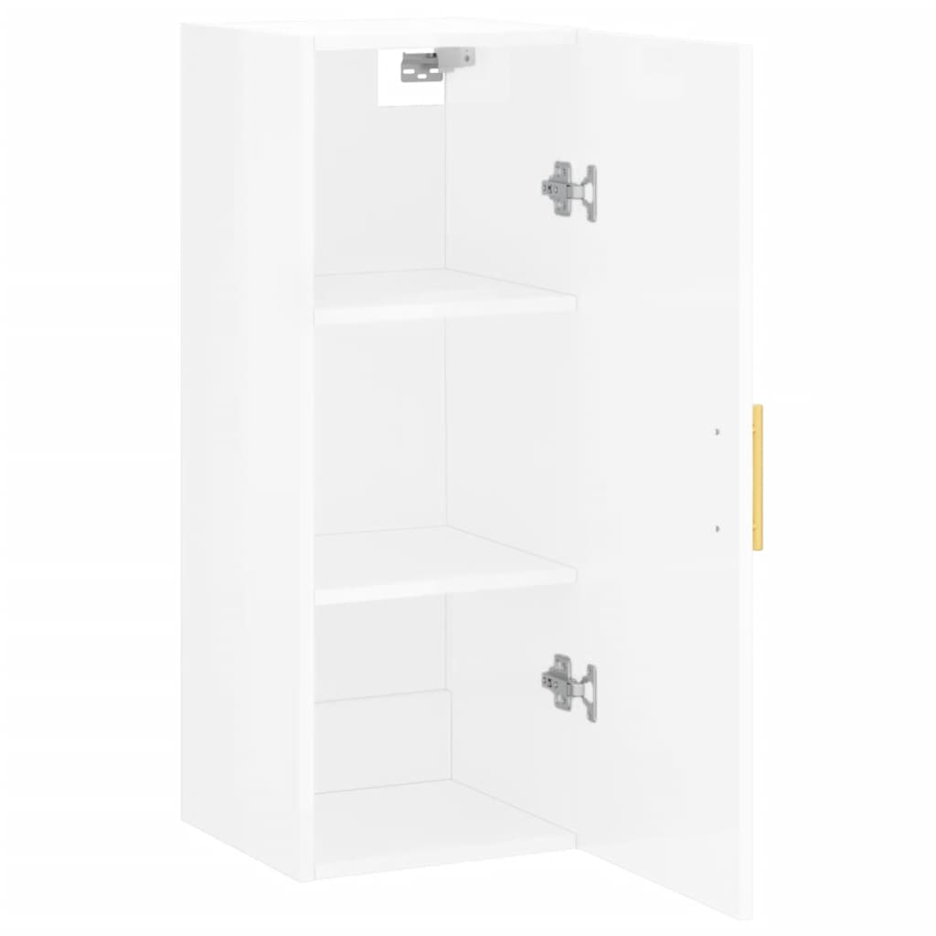 vidaXL Dulap montat pe perete, alb extralucios, 34,5x34x90 cm