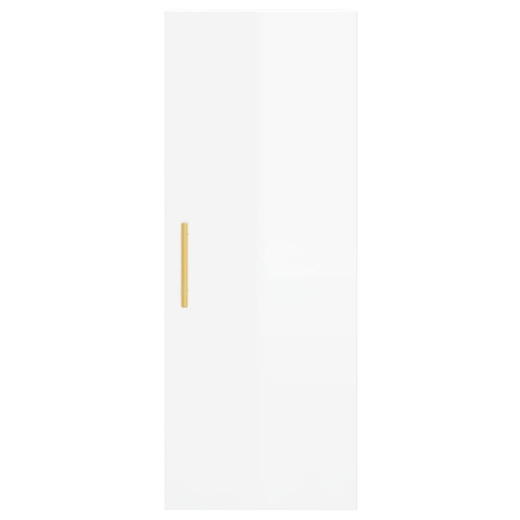 vidaXL Dulap montat pe perete, alb extralucios, 34,5x34x90 cm