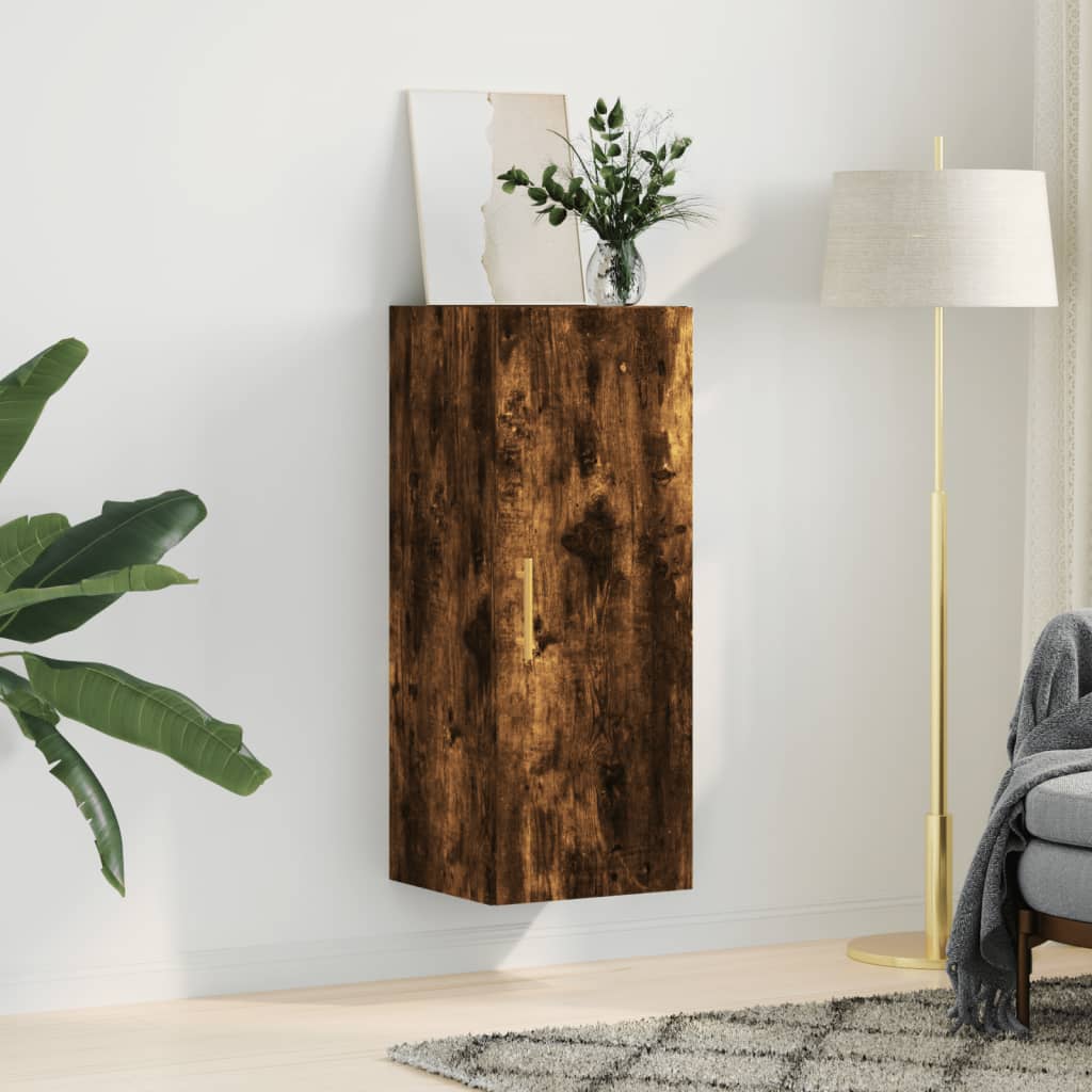 vidaXL Dulap montat pe perete, stejar fumuriu, 34,5x34x90 cm