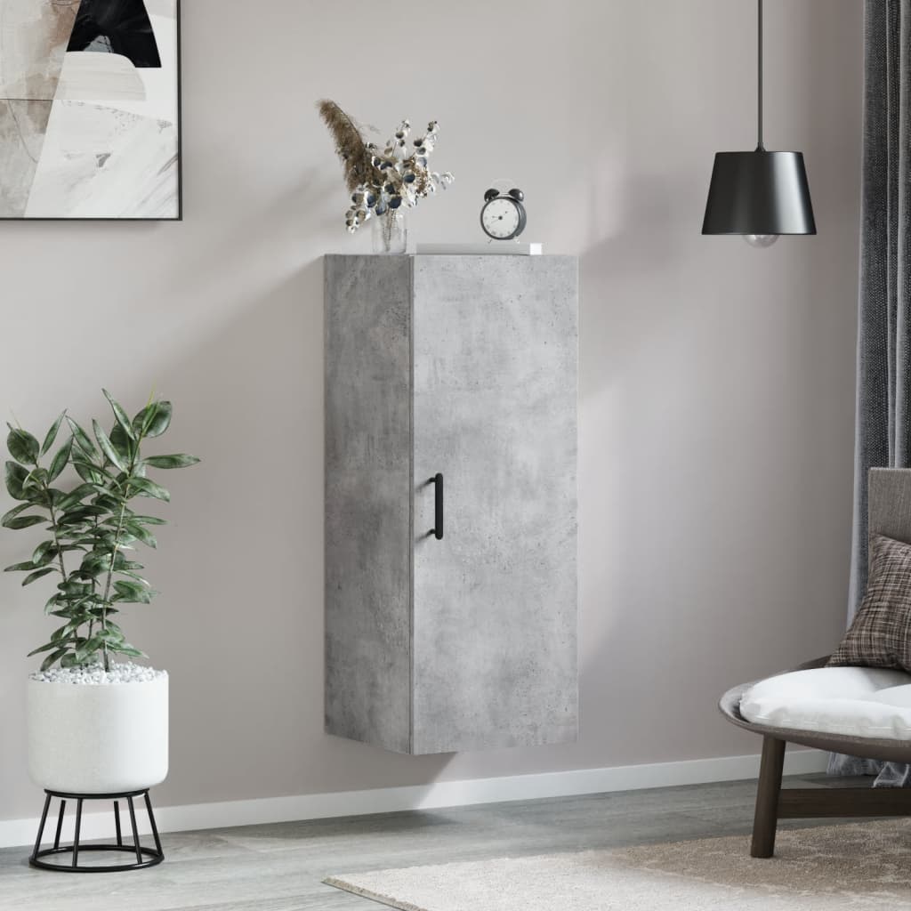 vidaXL Dulap montat pe perete, gri beton, 34,5x34x90 cm