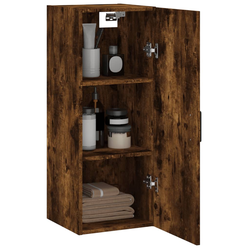 vidaXL Dulap montat pe perete, stejar fumuriu, 34,5x34x90 cm
