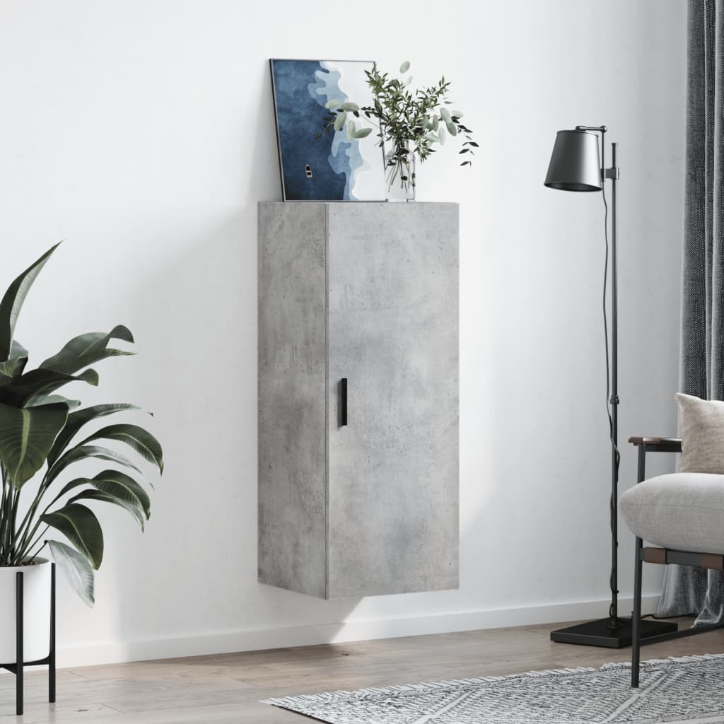 vidaXL Dulap montat pe perete, gri beton, 34,5x34x90 cm