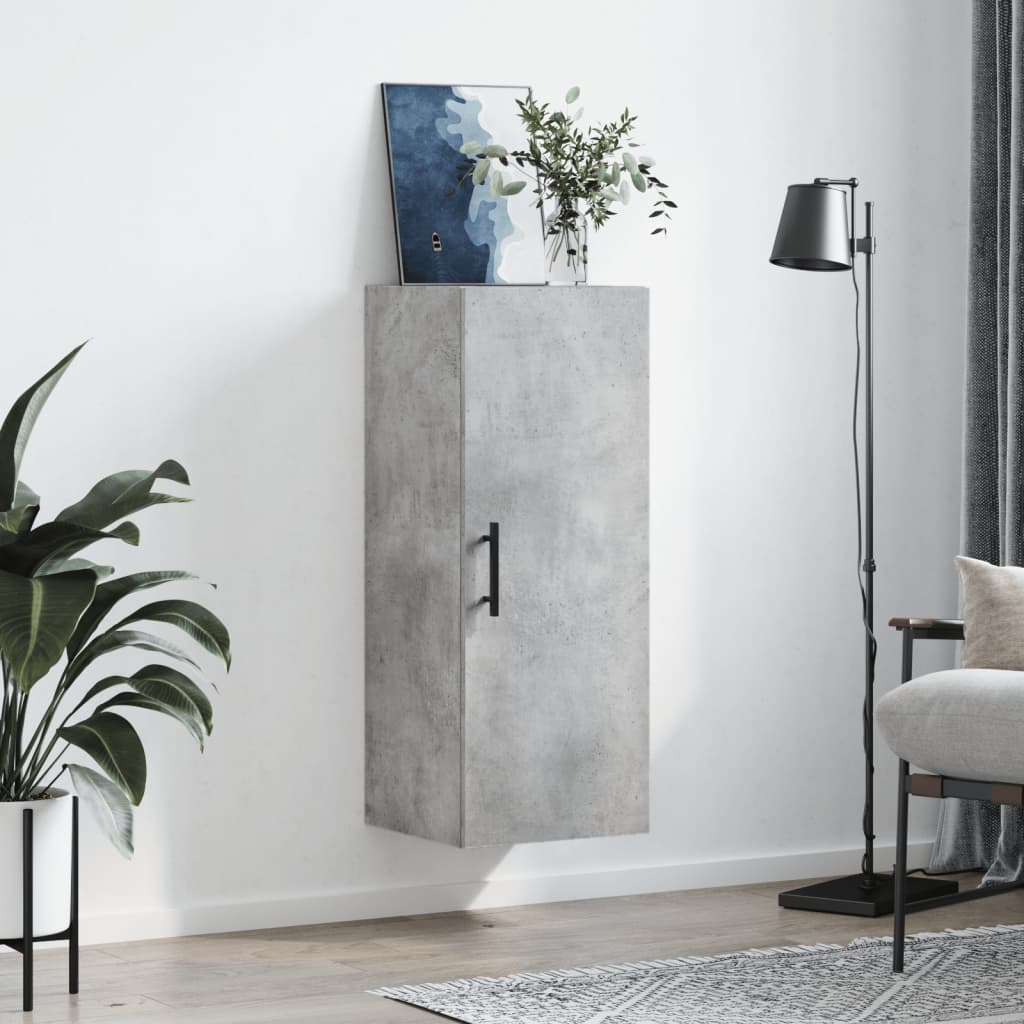 vidaXL Dulap montat pe perete, gri beton, 34,5x34x90 cm