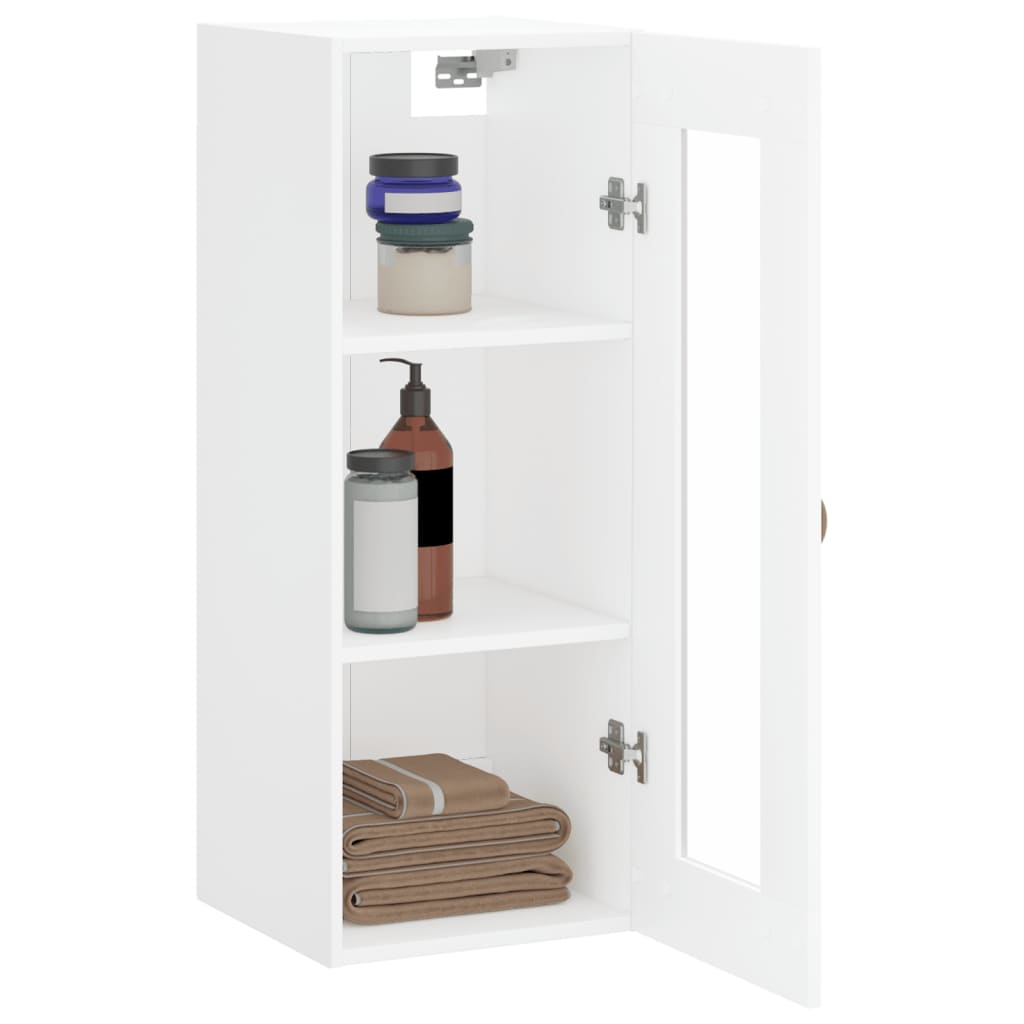 vidaXL Dulap montat pe perete, alb, 34,5x34x90 cm
