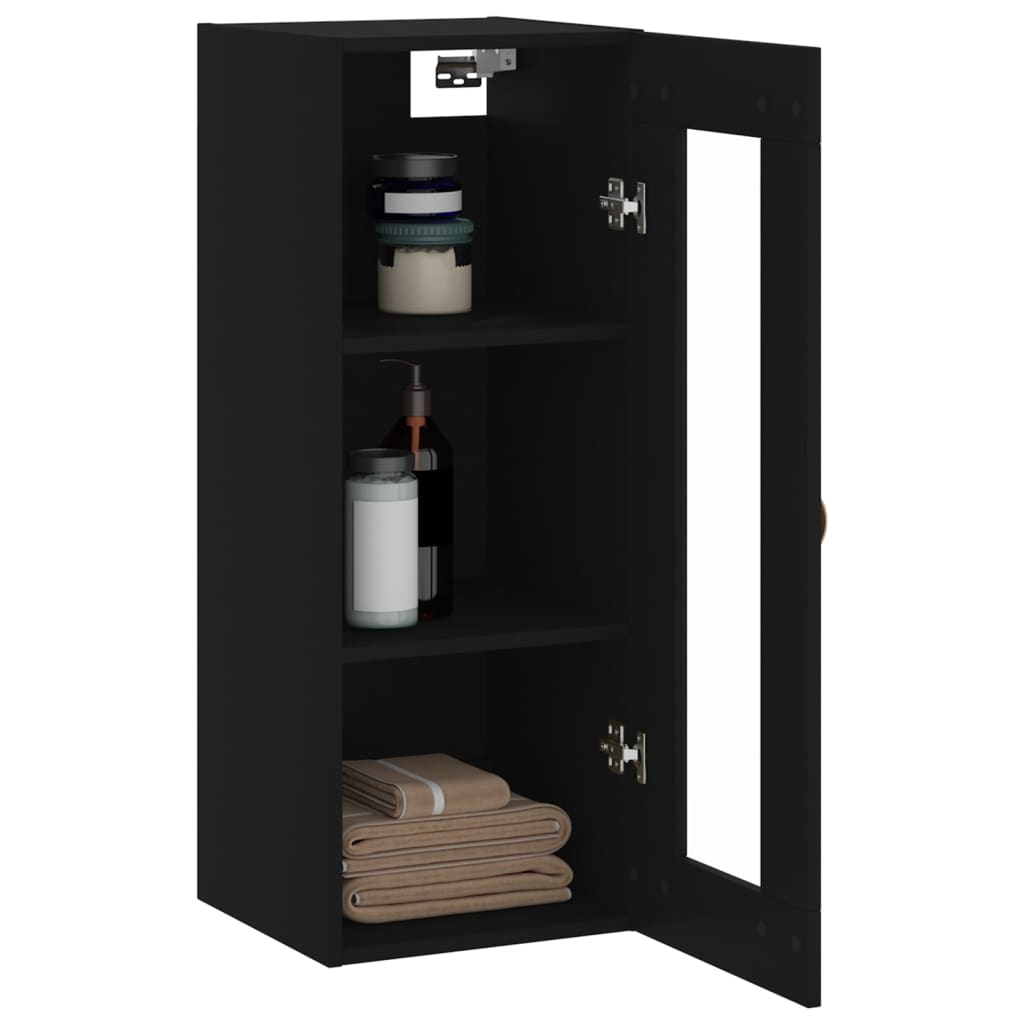 vidaXL Dulap montat pe perete, negru, 34,5x34x90 cm