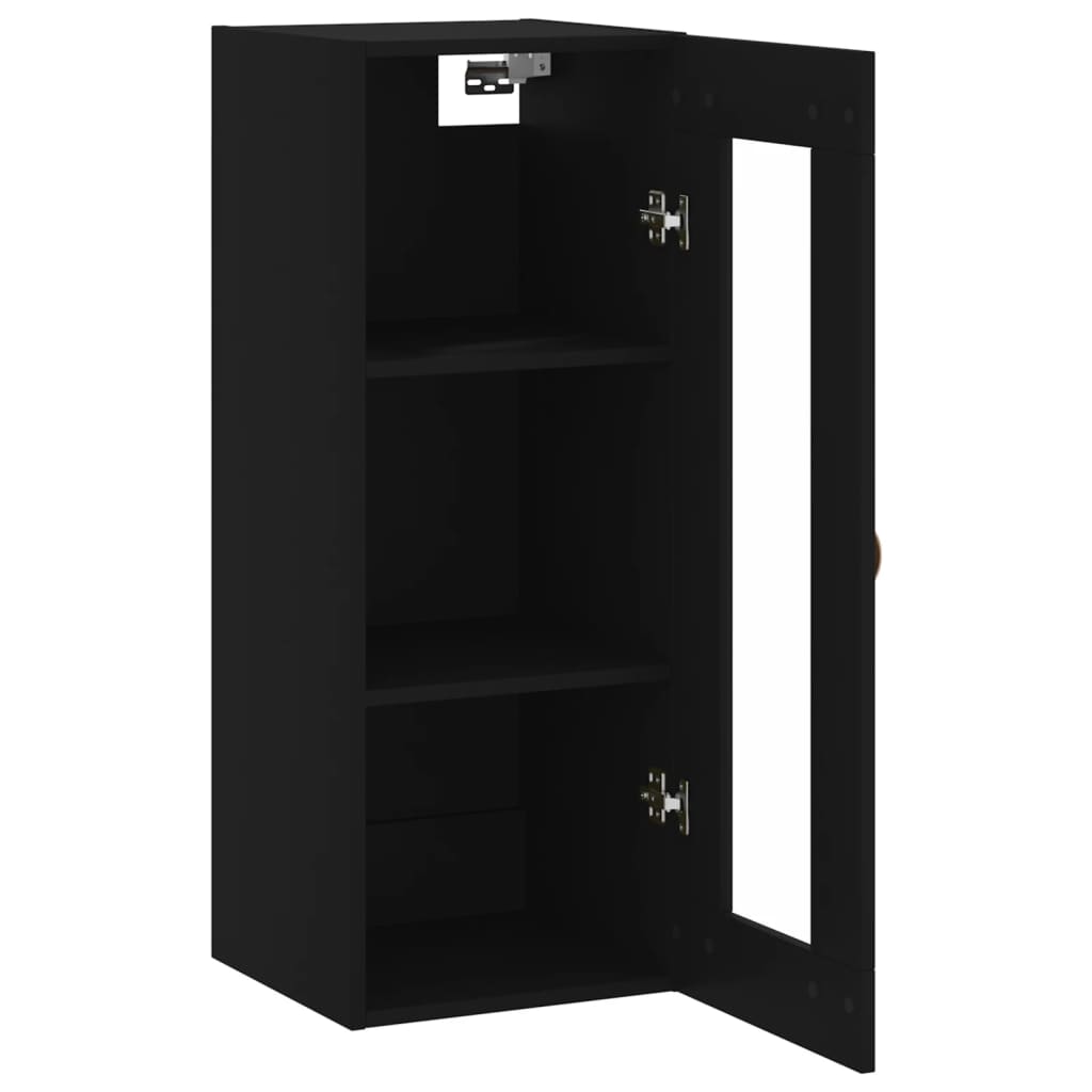 vidaXL Dulap montat pe perete, negru, 34,5x34x90 cm